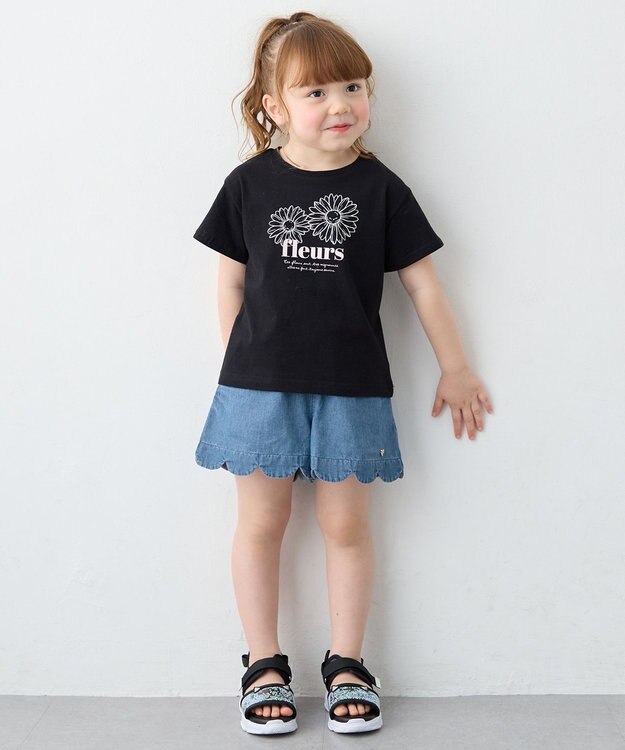 ANY KIDS 【洗濯機可能】スカラップショートパンツ インディゴ