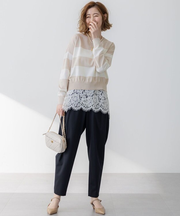 23区 ファスナー キルティング ショルダーバッグ ベージュ系