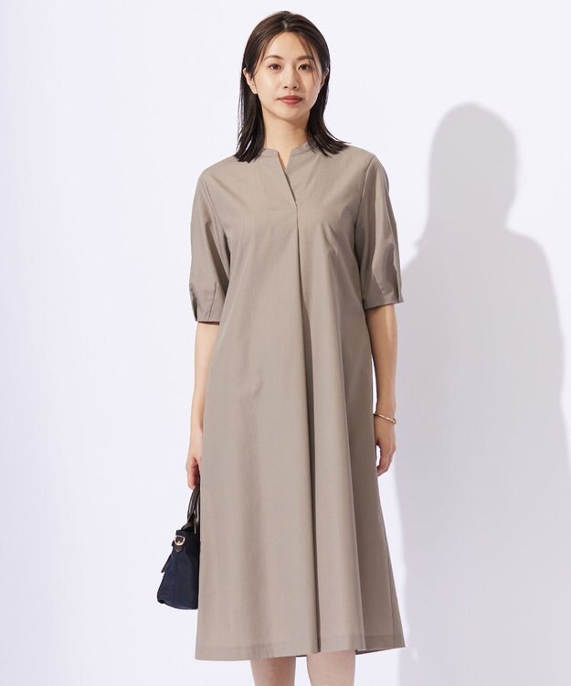 J.PRESS LADIES L 【洗える】ソフトシャンブレー ワンピース モカ系