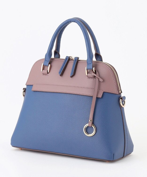 組曲 【ショルダーベルト付き】ボストンハンド バッグ ネイビー系1