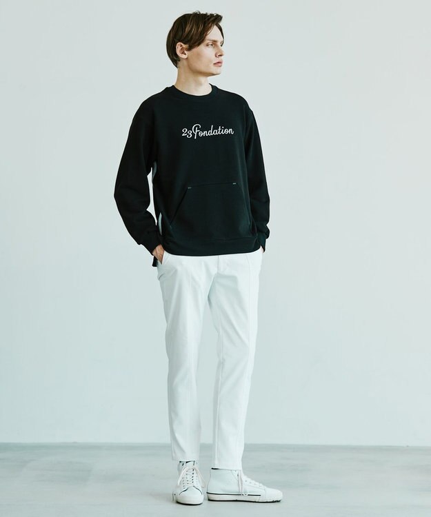 23区GOLF 【MEN】【23Fondation/WEB&一部店舗限定】ライト裏毛 スウェットプルオーバー ブラック系