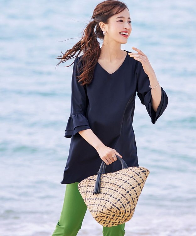 Tiaclasse シーグラスチェックバッグ ベージュ