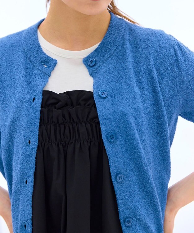 Feroux スラブヤーンショートカーディガン ブルー系