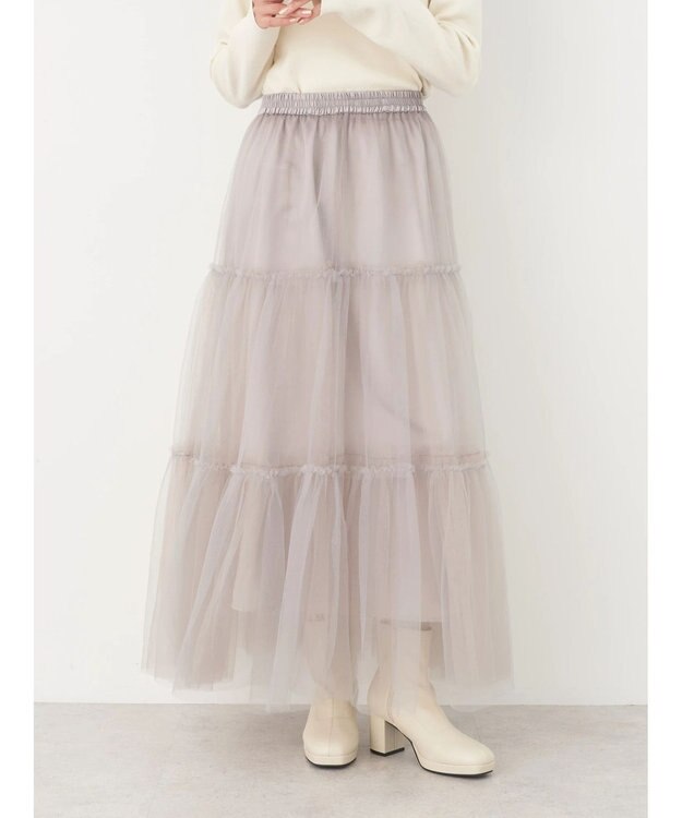 earth music&ecology マルチｗａｙチュールスカート Light Gray