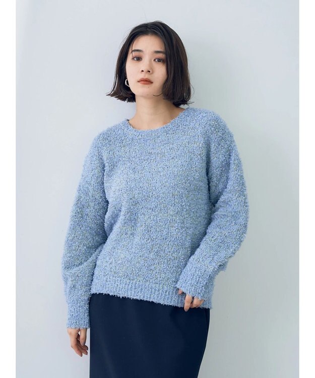 YECCA VECCA レースアップリボンヤーンニット Blue