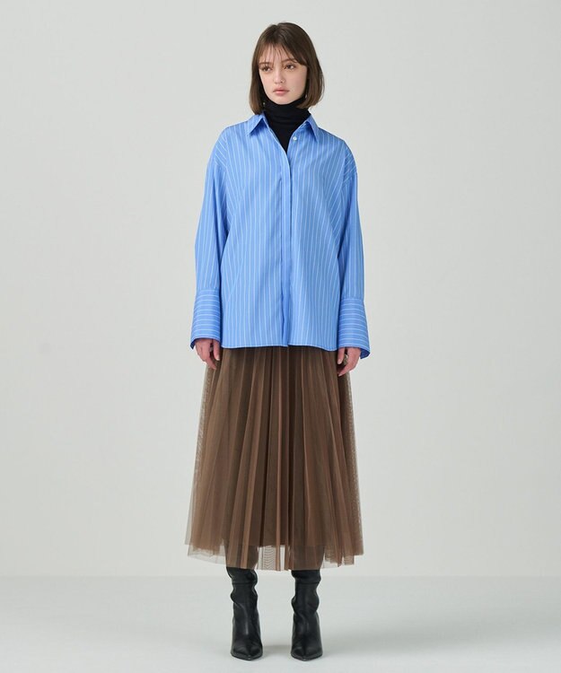 GRACE CONTINENTAL ラメプリーツスカート ブロンズ