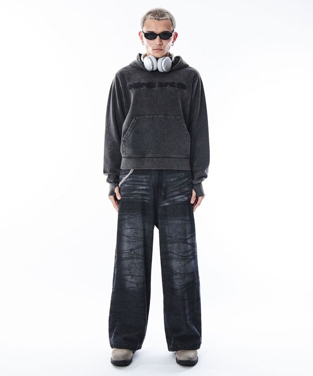 WEGO 【ユニセックス着用ITEM】コンパクトフィットロゴプルパーカー ブラックその他