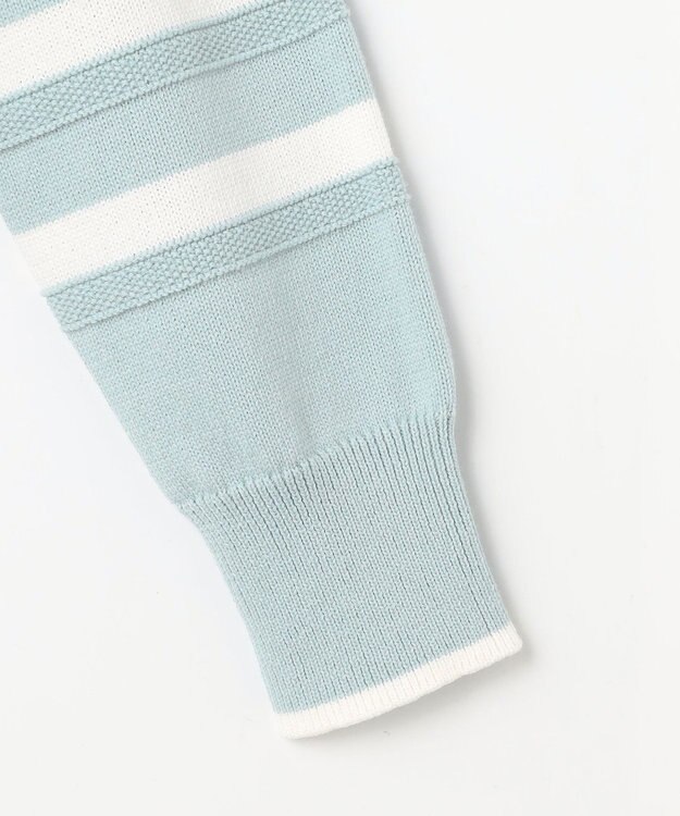 J.PRESS LADIES S Cotton Polyester カラーボーダー ニット スモーキーミント×オフ系