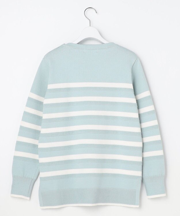 J.PRESS LADIES S Cotton Polyester カラーボーダー ニット スモーキーミント×オフ系