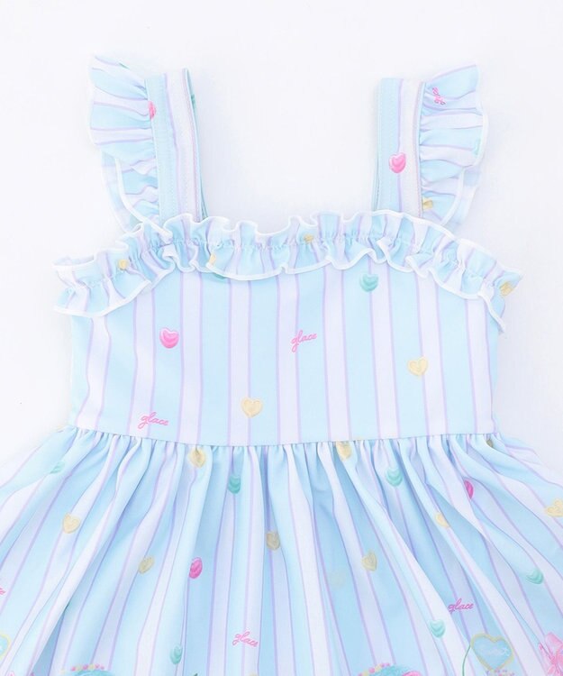 ANY KIDS 【UVカット】フリルワンピース水着 サックスブルー×アイス