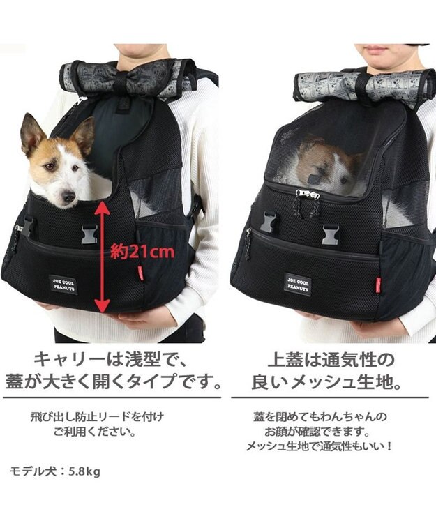 PET PARADISE スヌーピー JOE COOL　ハグ＆リュック キャリーバッグ 【小型犬】 黒