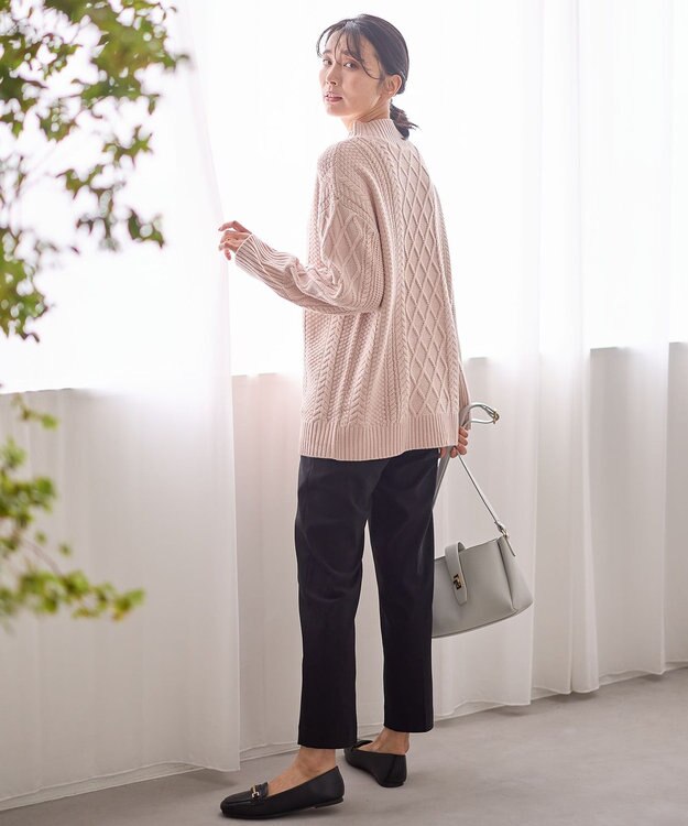 ANY 【ウエストゴム】裏起毛ハイストレッチパンツ ブラック