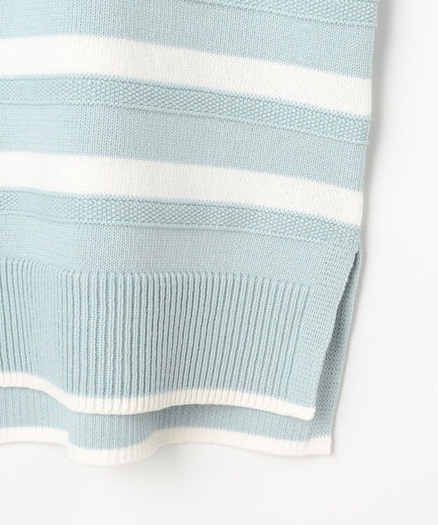 J.PRESS LADIES S Cotton Polyester カラーボーダー ニット スモーキーミント×オフ系