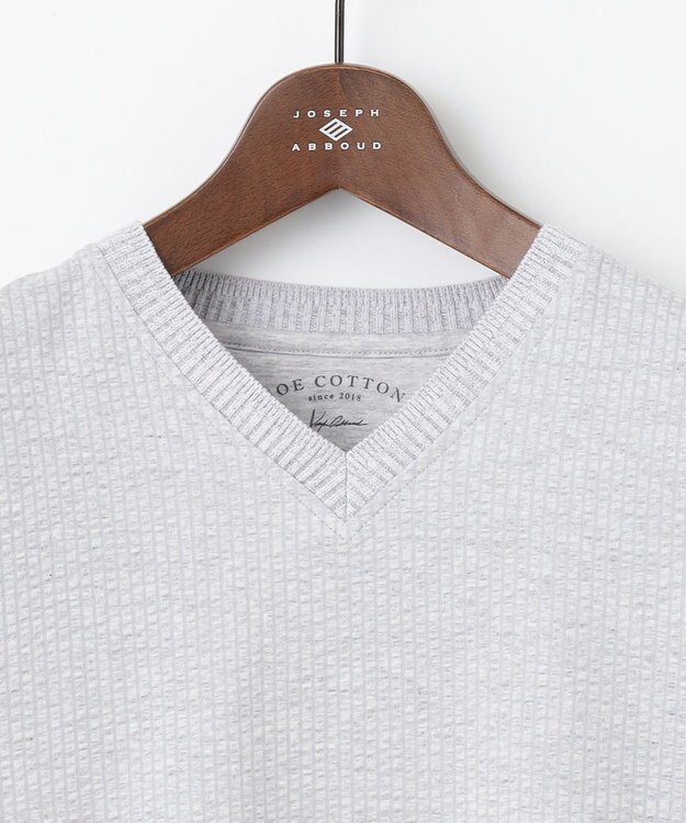 JOSEPH ABBOUD 【キングサイズ・オリジナルオーガニックコットン使用】JOE COTTONサッカー Vネック Tシャツ ライトグレー系7