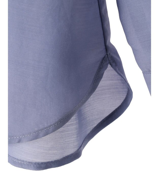 earth music&ecology シアーギャザーネックブラウス Deep Blue