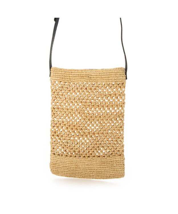 UNBILLION ペルケ perche / マダガスカルラフィア×姫路レザーミニショルダー ブラック