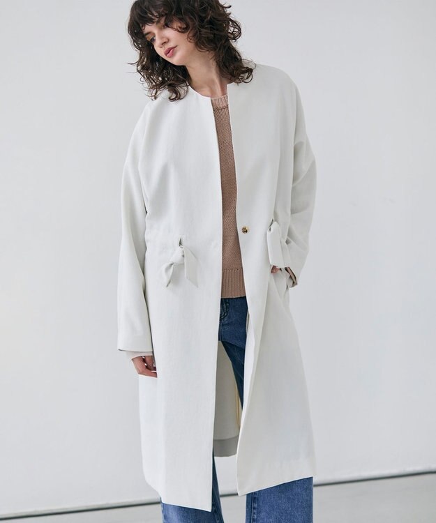 BEIGE， 【洗える】PORDIC / ノーカラードルマンロングコート Ecru