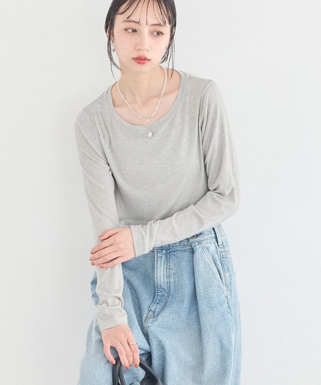 earth music&ecology 微シアーメロープルオーバー Gray