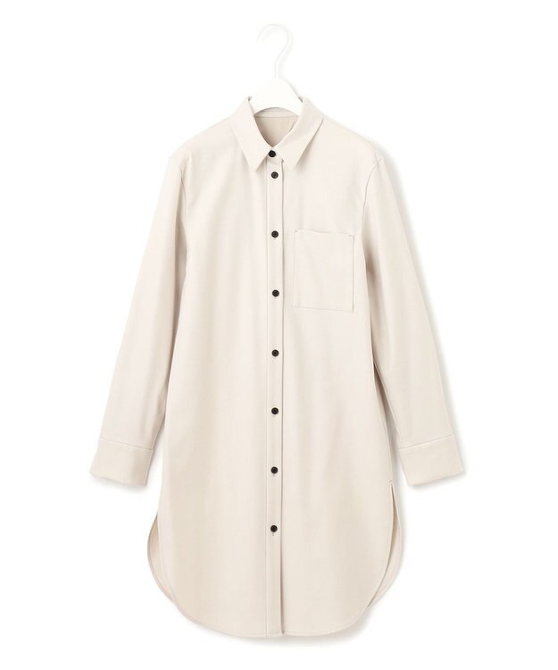 ICB L 【洗える】 ウールミルドサキソニー ロングシャツ トープ系