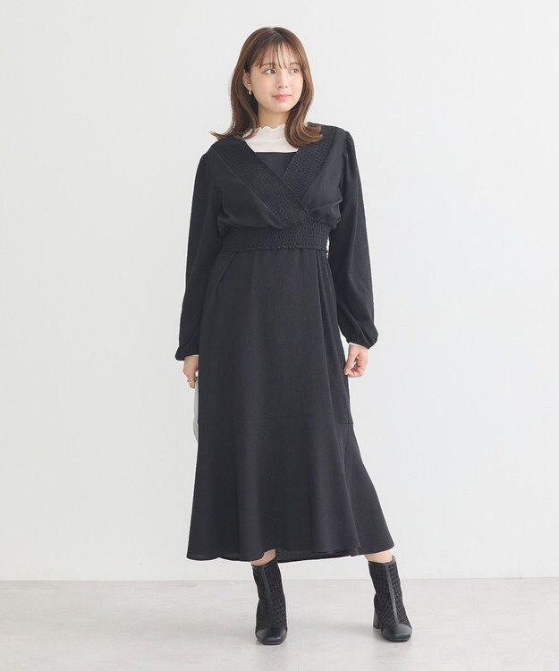 earth music&ecology ＳＥＴ２点カシュクールプルオーバー＋キャミワンピース Black