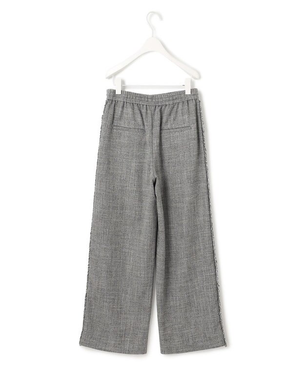 ICB 【洗える】 ライトスラブツイード ワイドパンツ ブラック×オフホワイト系