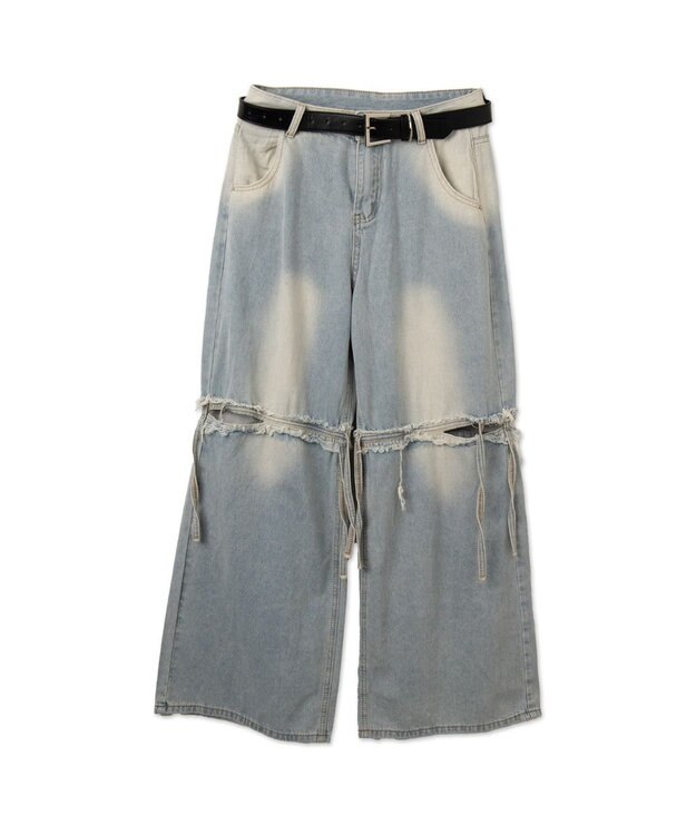 WEGO スリットダメージルーズデニム デニム