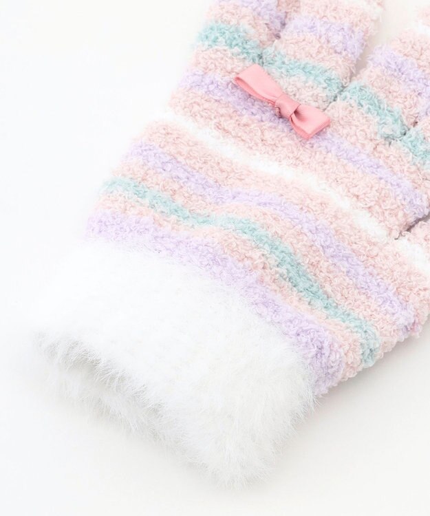 ANY KIDS マルチボーダー マシュマロ 手袋 ピンク系