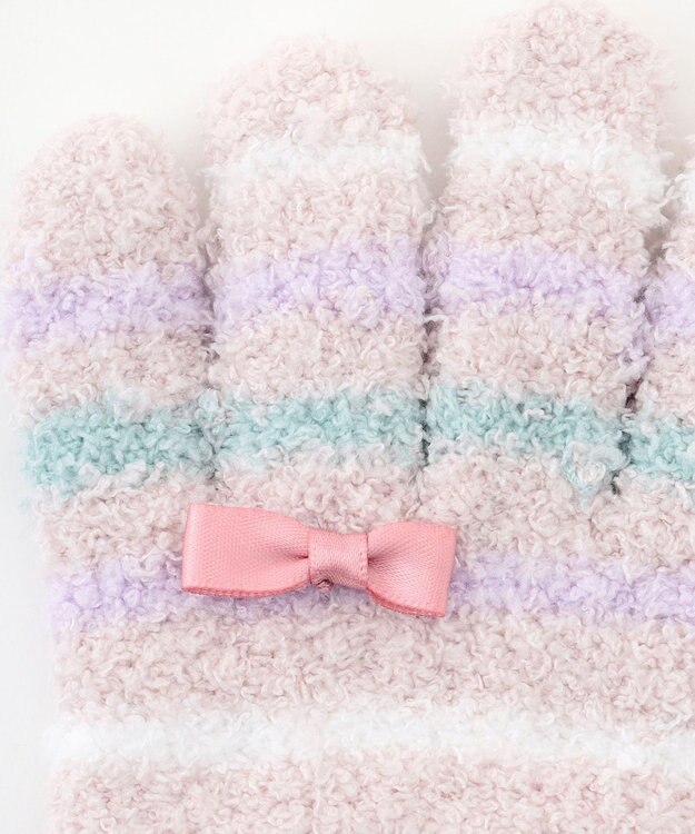 ANY KIDS マルチボーダー マシュマロ 手袋 ピンク系