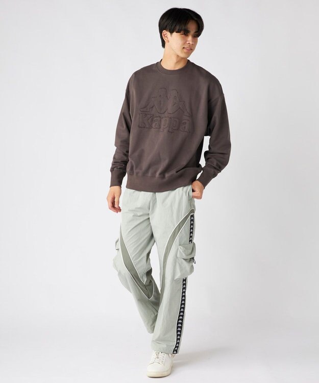 OP／FILA 【Kappa】オーバーサイズ ヘビーウェイトクルースウェット チャコールグレー