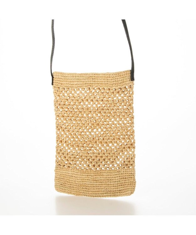 UNBILLION ペルケ perche / マダガスカルラフィア×姫路レザーミニショルダー ブラック