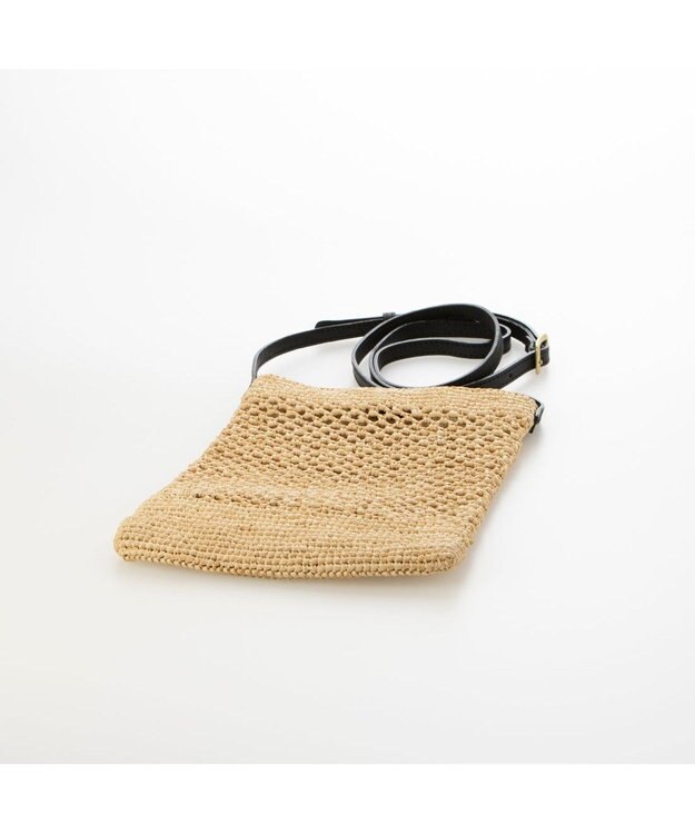 UNBILLION ペルケ perche / マダガスカルラフィア×姫路レザーミニショルダー ブラック