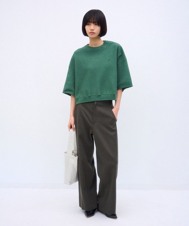 ATON NATURAL DYED URAKE | オーバーサイズハーフスリーブスウェット GREEN