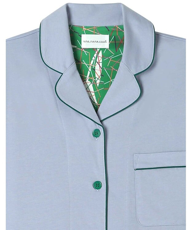 une nana cool 【綿100%】なめらかハイゲージ天竺パジャマ MADE WITH LIBERTY FABRIC サックス