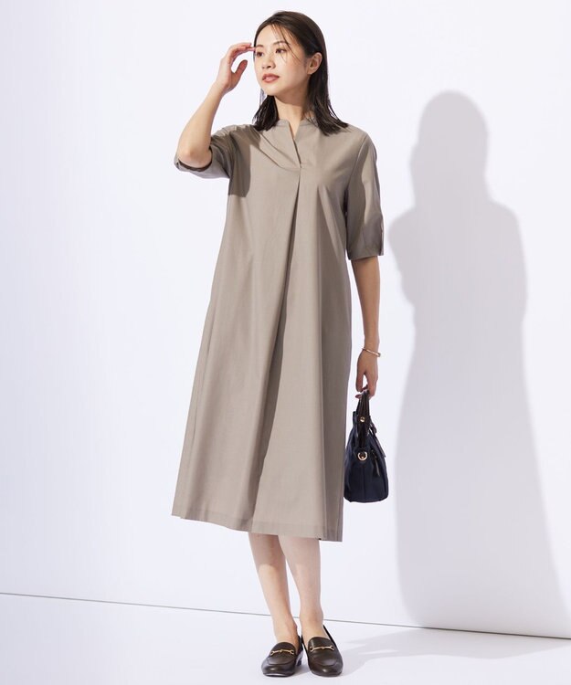J.PRESS LADIES L 【洗える】ソフトシャンブレー ワンピース モカ系