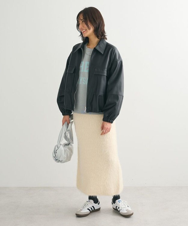 Green Parks ロゴラメニットプルオーバー Gray