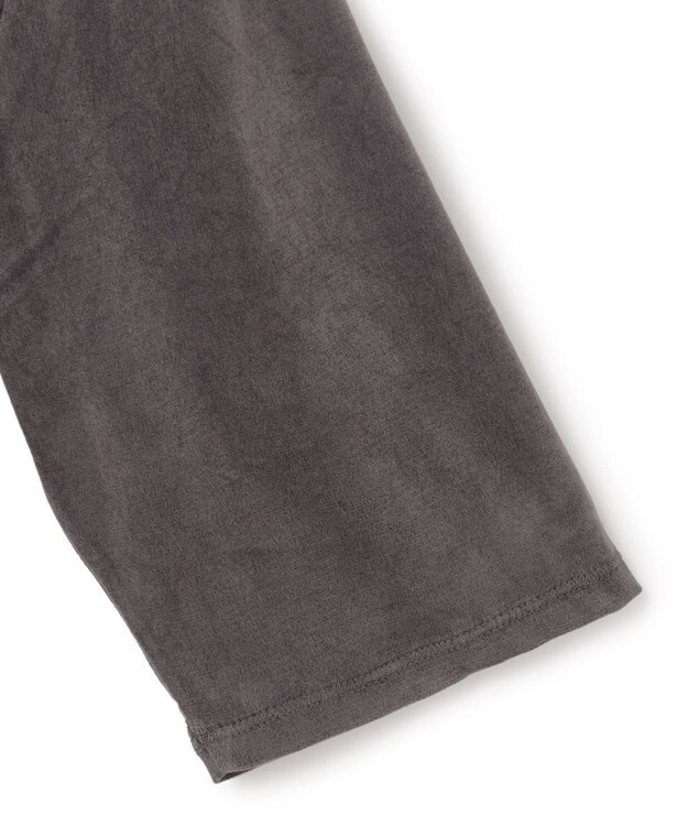 ICB L 【洗える】フロッキーベロア 5分袖プルオーバー チャコール系