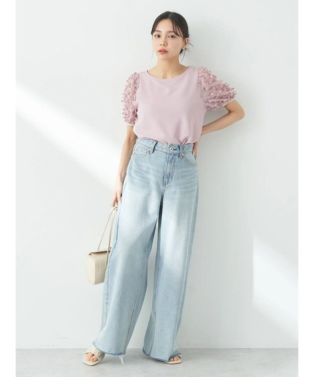 earth music&ecology リボンスリーブプルオーバー Pink