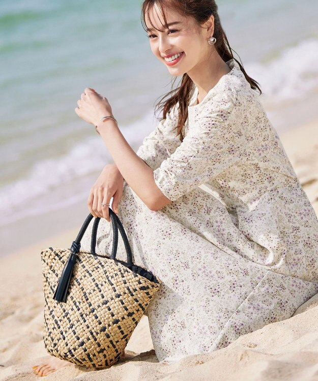 Tiaclasse シーグラスチェックバッグ ベージュ