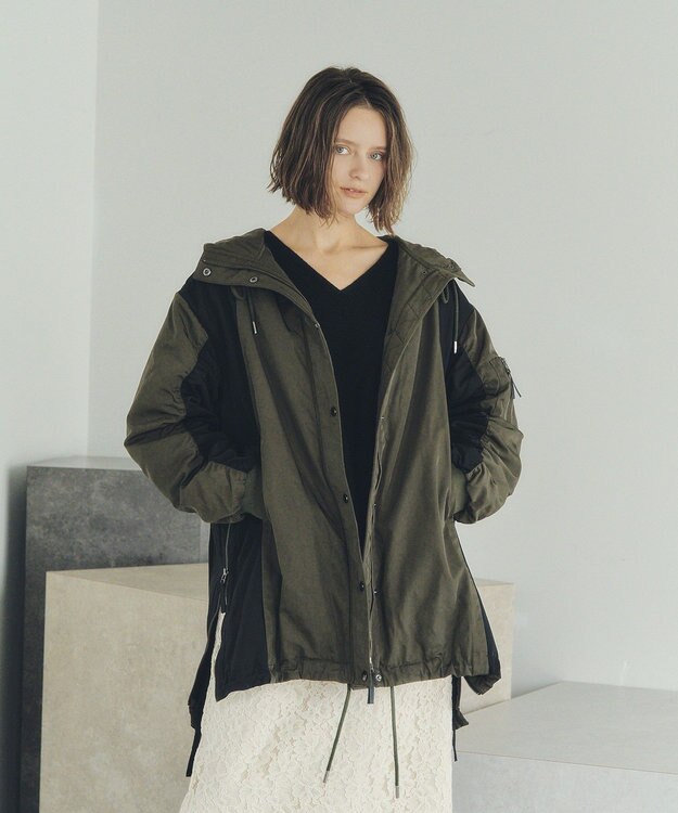 YECCA VECCA パディングフーディーコート Khaki