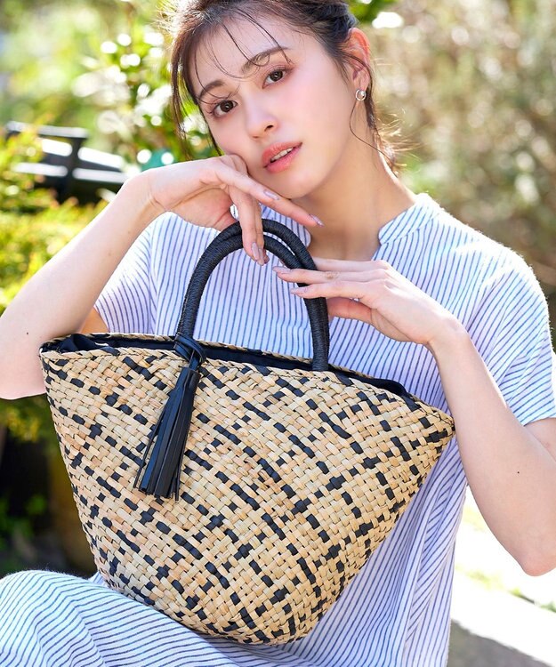 Tiaclasse シーグラスチェックバッグ ベージュ