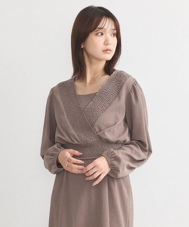 earth music&ecology ＳＥＴ２点カシュクールプルオーバー＋キャミワンピース Mocha