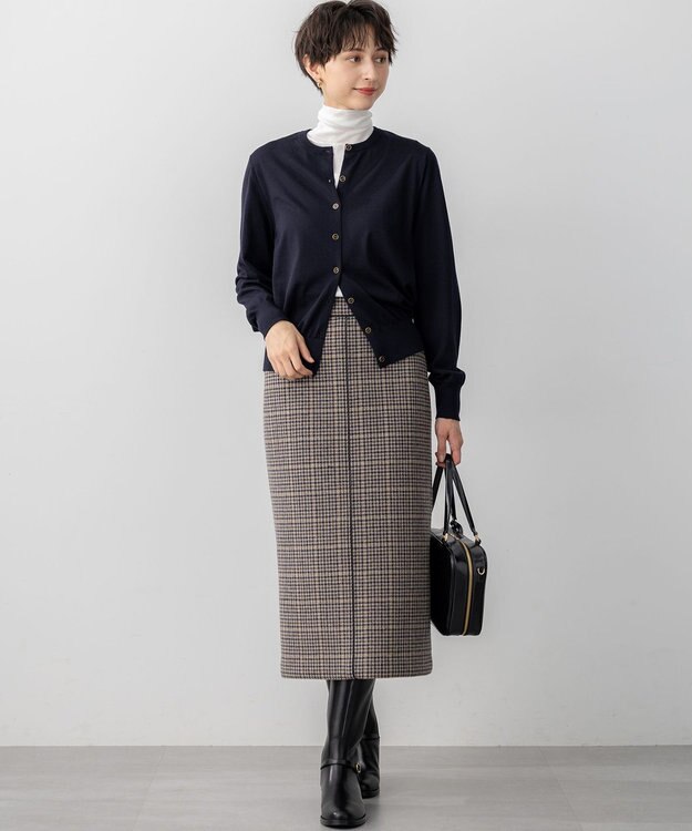 23区 【洗える】サステナブルウール ベーシック カーディガン ネイビー系