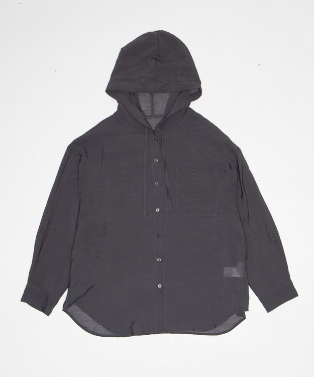 WEGO 【2026年春夏新作】シアーフードシャツ ブラック中濃色