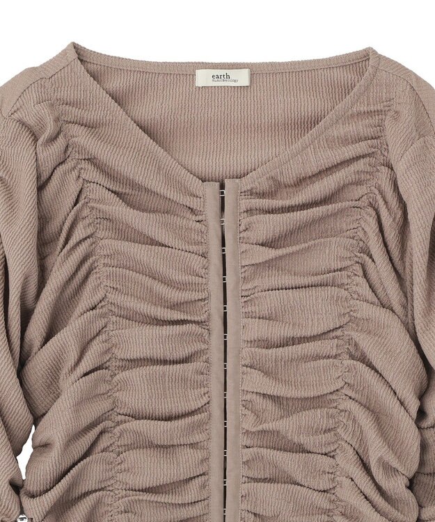 earth music&ecology フロントホックシャーリングトップス Mocha