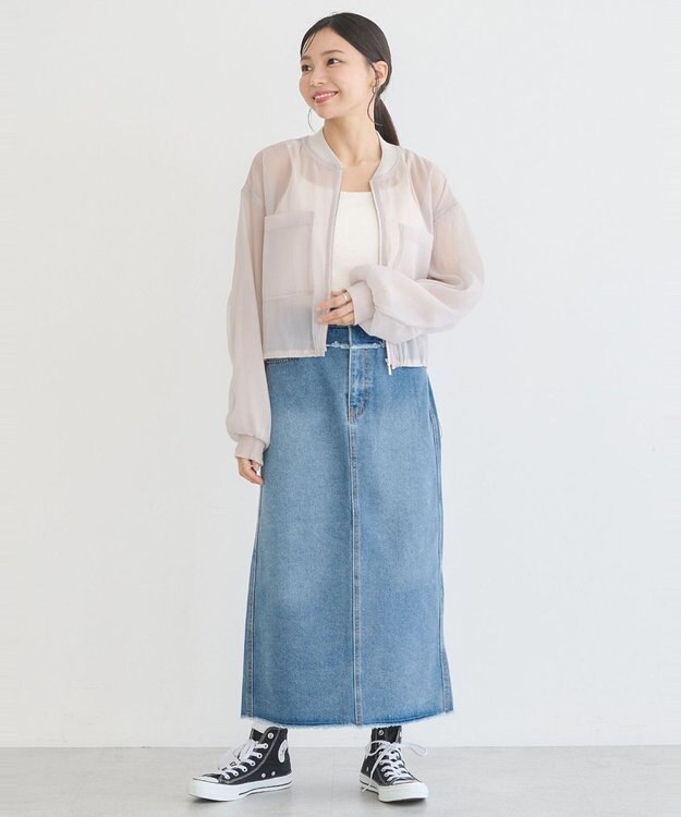 earth music&ecology シアーシャツブルゾン Gray Beige