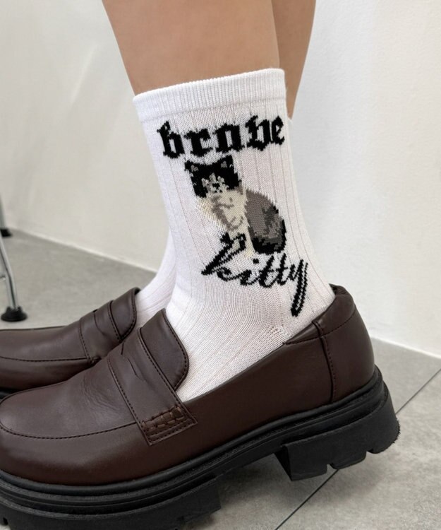 WEGO catロゴソックス ホワイト