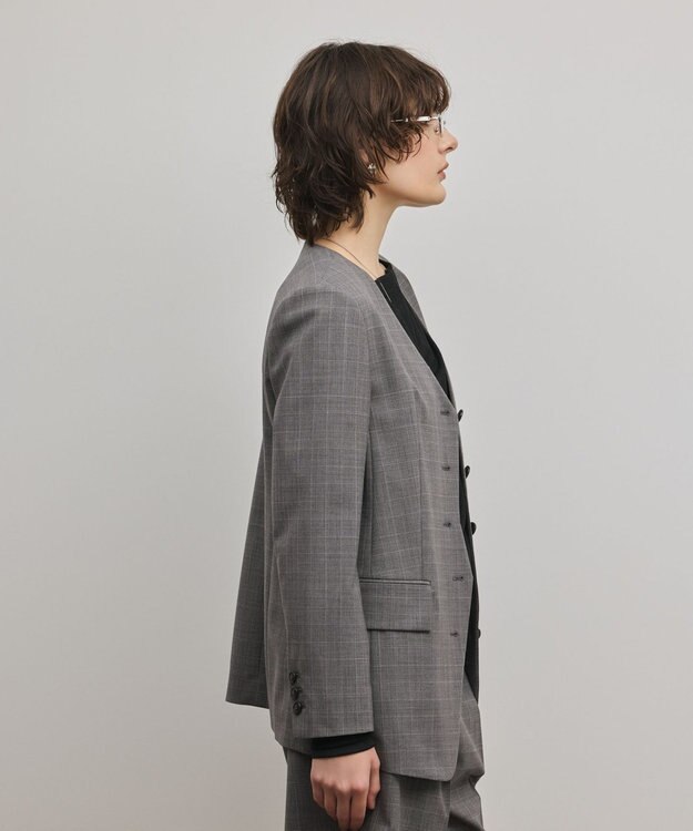 GRACE CONTINENTAL デザインフロントジャケット グレンチェック