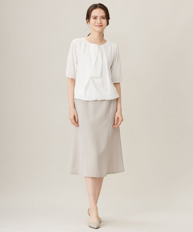 自由区 【セットアップ対応・UVカット・接触冷感・洗える】ライトストレッチフレア スカート ベージュ