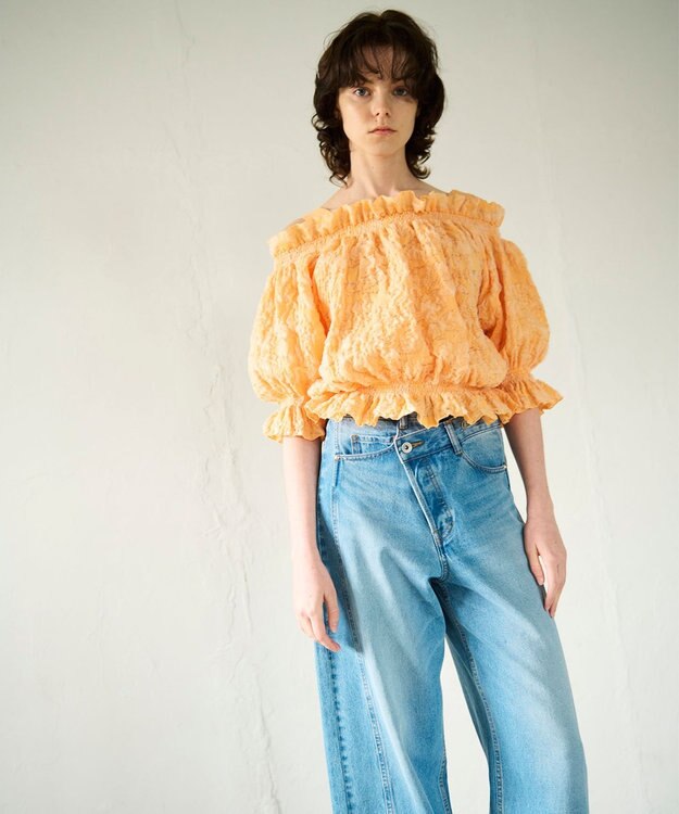 GRACE CONTINENTAL ドルマンフクレジャガードニットトップ オレンジ