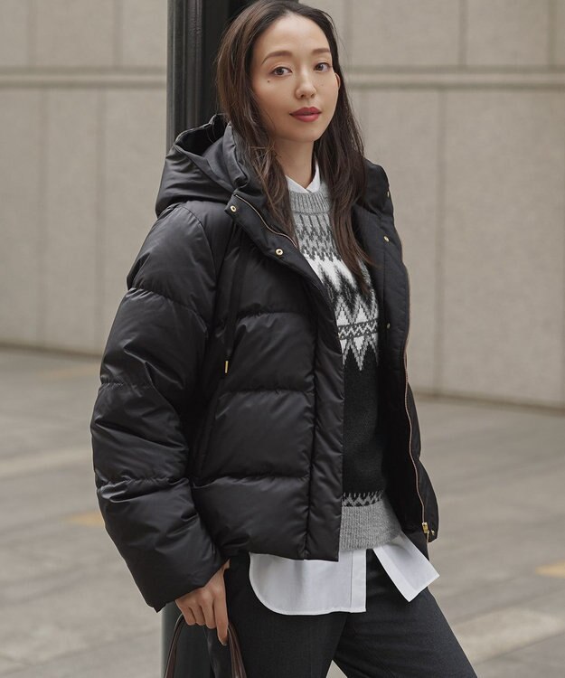 23区 L 【滝沢眞規子さん着用/VERY掲載】シレータフタ コンパクト ダウンコート ブラック系